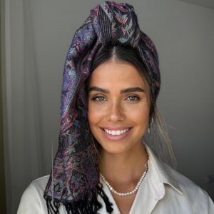 פשמינה שחור מדוגם