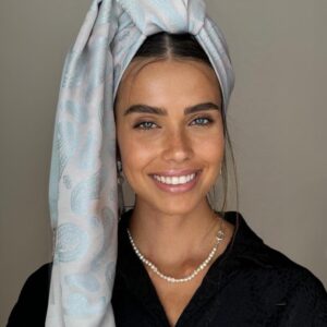 לונג סאטן פרנזים תכלת אפור