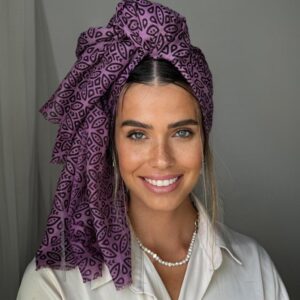 לונג כותנה הדפס עלים סגול